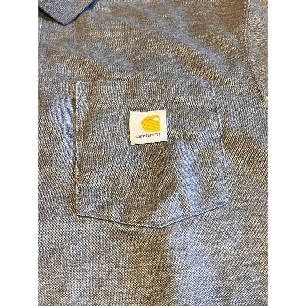 Carhartt Men’s Medium loose fit gray midweight short sleeve polo pocket shirt